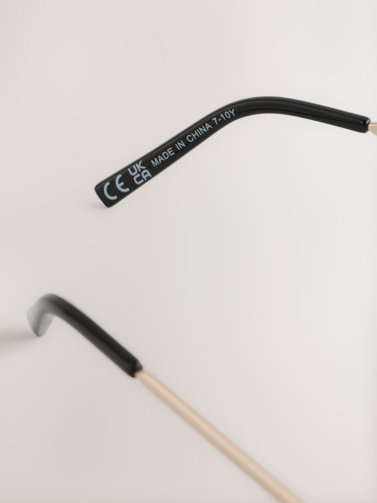 Gold Colour Round Metal Sunglasses - Image 4 of 4