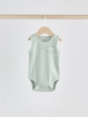 Neutral Brown/ Mint Green Slogan - Pack de 3 bodis sin mangas para bebé - Imagen 10 de 10