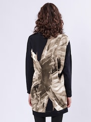 Religion Black Charm Tunic Dress In Soft 100% Cotton With Floral Placement Print - Image 3 of 6