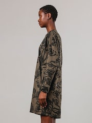 Religion Green Batwing Sleeve Jersey Tunic 100% Cotton Dress With Leaf Motif And Beaded Embroidery - Image 5 of 6