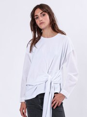 Religion White Long Sleeve Jersey Memory 100% Cotton Top With Tie Sash And Brading - Image 4 of 6