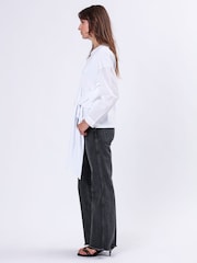 Religion White Long Sleeve Jersey Memory 100% Cotton Top With Tie Sash And Brading - Image 5 of 6