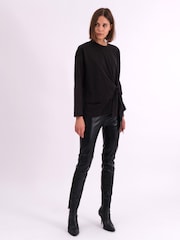 Religion Black Long Sleeve Jersey Memory 100% Cotton Top With Tie Sash And Brading - Image 1 of 7