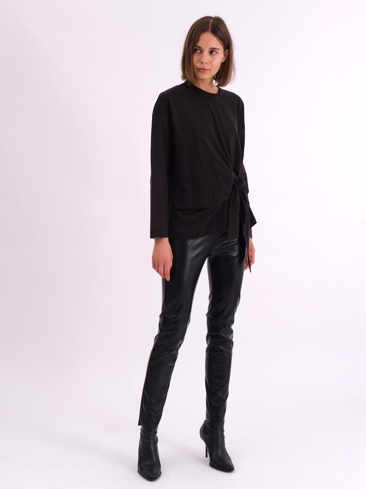 Religion Black Long Sleeve Jersey Memory 100% Cotton Top With Tie Sash And Brading - Image 1 of 7