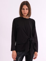 Religion Black Long Sleeve Jersey Memory 100% Cotton Top With Tie Sash And Brading - Image 2 of 7