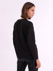 Religion Black Long Sleeve Jersey Memory 100% Cotton Top With Tie Sash And Brading - Image 3 of 7
