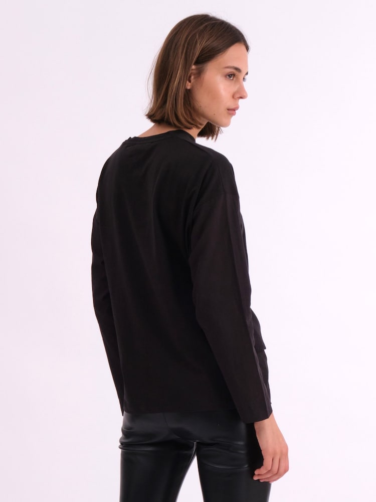 Religion Black Long Sleeve Jersey Memory 100% Cotton Top With Tie Sash And Brading - Image 3 of 7