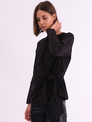 Religion Black Long Sleeve Jersey Memory 100% Cotton Top With Tie Sash And Brading - Image 4 of 7