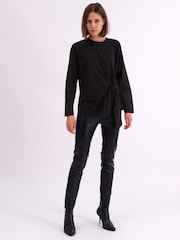 Religion Black Long Sleeve Jersey Memory 100% Cotton Top With Tie Sash And Brading - Image 5 of 7