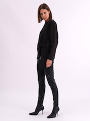Religion Black Long Sleeve Jersey Memory 100% Cotton Top With Tie Sash And Brading - Image 6 of 7