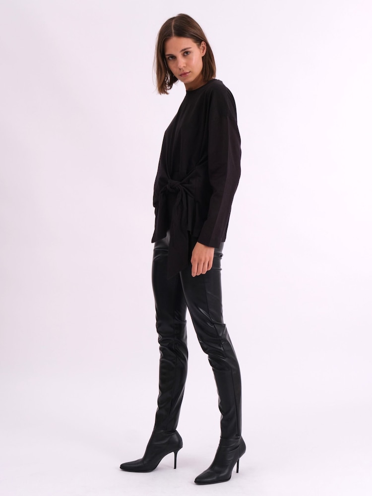 Religion Black Long Sleeve Jersey Memory 100% Cotton Top With Tie Sash And Brading - Image 6 of 7