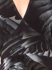 Religion Green Infinity Long Sleeve Midi Dress With Handkerchief Hem In Hand Painted Prints - Image 6 of 6