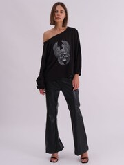 Religion Black Oversized Batwing 100% Cotton T-Shirt With Wings Skull Graphic In White - Image 1 of 6
