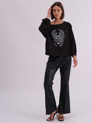 Religion Black Oversized Batwing 100% Cotton T-Shirt With Wings Skull Graphic In White - Image 4 of 6