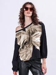 Religion Natural Oversized Batwing Charm Top with Floral Motif - Image 1 of 6