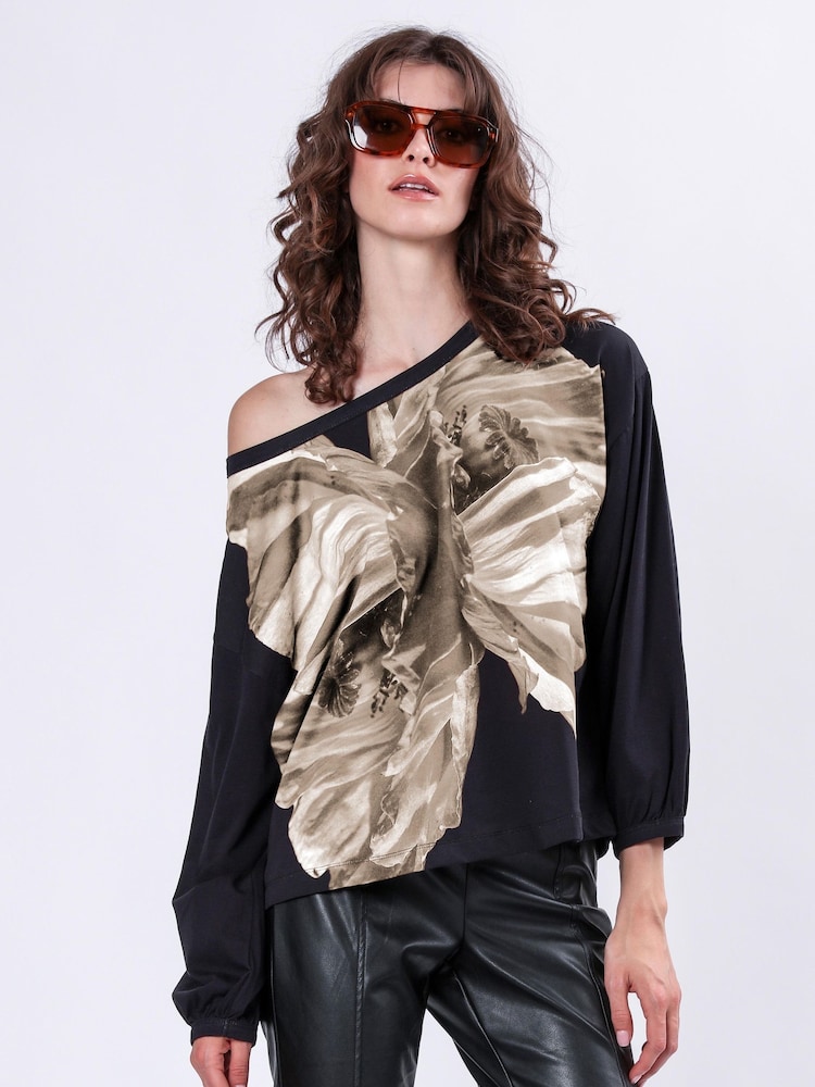 Religion Natural Oversized Batwing Charm Top with Floral Motif - Image 1 of 6