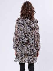 Religion Natural Infinity Mini Tunic Dress With Cuffed Sleeves In Hand Painted Prints - Image 3 of 6