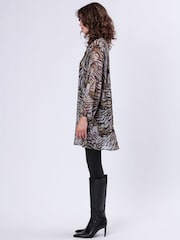 Religion Natural Infinity Mini Tunic Dress With Cuffed Sleeves In Hand Painted Prints - Image 5 of 6