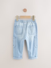 Light Blue Tiger 100% Cotton Cargo Jeans (3mths-7yrs) - Image 2 of 4