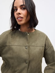 Khaki Green Suedette Bomber Jacket - Image 2 of 6