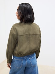Khaki Green Suedette Bomber Jacket - Image 3 of 6