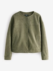 Khaki Green Suedette Bomber Jacket - Image 4 of 6