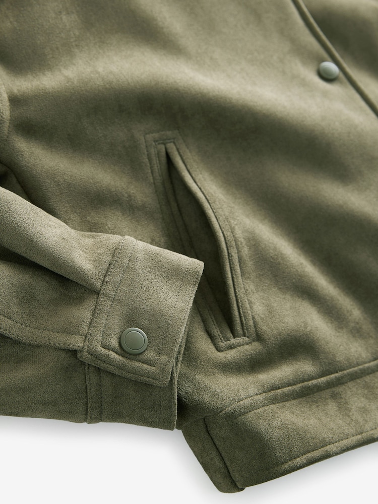 Khaki Green Suedette Bomber Jacket - Image 6 of 6