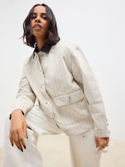 Neutral Stripe Neutral Cord Collar Jacket - Image 1 of 7
