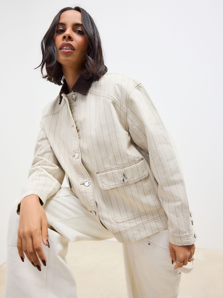 Neutral Stripe Neutral Cord Collar Jacket - Image 1 of 7