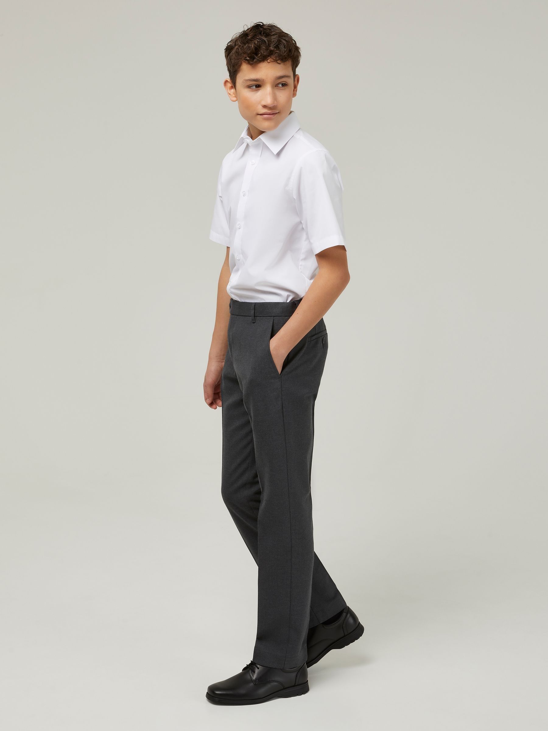 Buy Trutex Senior Boys Grey Longer Length Slim Leg School Trousers