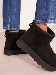 Friends Like These Black Cosy Faux Fur Lined Ankle Faux Suede Boots - Image 3 of 5