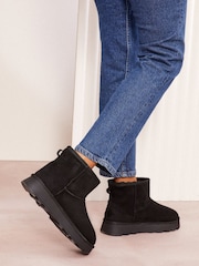 Friends Like These Black Cosy Faux Fur Lined Ankle Faux Suede Boots - Image 4 of 5