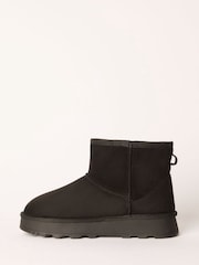 Friends Like These Black Cosy Faux Fur Lined Ankle Faux Suede Boots - Image 5 of 5