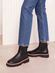 Friends Like These Black Contrast Faux Leather Chunky Flat Chelsea Boots - Image 3 of 5