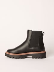 Friends Like These Black Contrast Faux Leather Chunky Flat Chelsea Boots - Image 5 of 5
