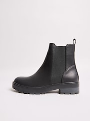 Friends Like These Black Wide Fit Flat Chunky Casual Faux Leather Chelsea Boots - Image 5 of 5