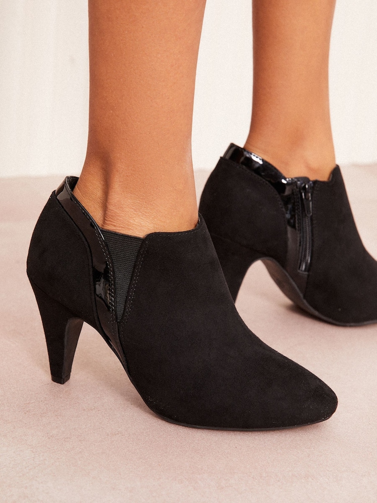 Friends Like These Mid Heel Faux Leather Suede Mix Shoe Boots - صورة 2 من 5