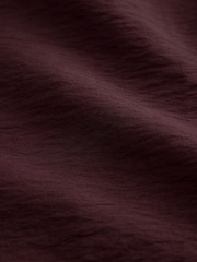 Burgundy Red Short Sleeve Tie Waist Placket Detail Jumpsuit - Image 8 of 8