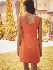 Bright Orange 100% Cotton Sleeveless Waistcoat Mini Dress - Image 5 of 5