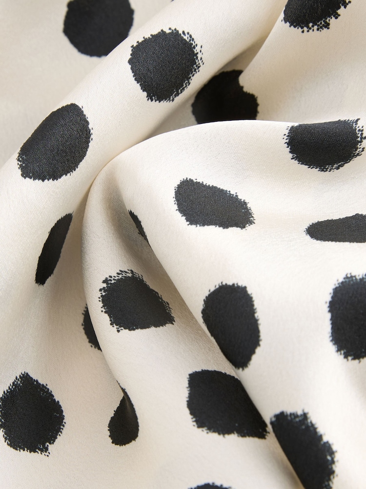 Black/White Spot Print - Satin Cami Midi Slip Dress - Image 7 of 8