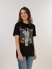 Brands In Black Women Boyfriend Fit Halloween Disney Minnie Mouse Sweet Treats 100% Cotton T-Shirt - Image 1 of 3