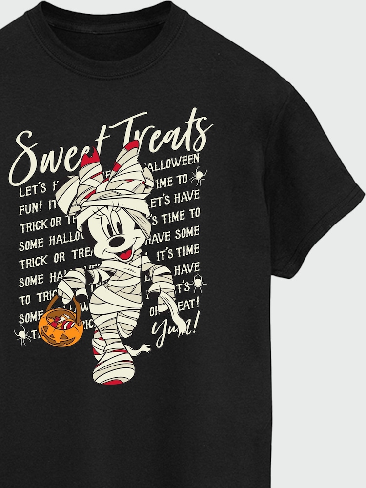 Brands In Black Women Boyfriend Fit Halloween Disney Minnie Mouse Sweet Treats 100% Cotton T-Shirt - Image 3 of 3