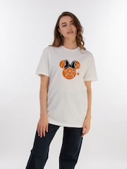 Brands In White Boyfriend Women Disney Minnie Mouse Halloween Cobweb 100% Cotton T-Shirt - Image 1 of 3