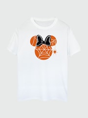 Brands In White Boyfriend Women Disney Minnie Mouse Halloween Cobweb 100% Cotton T-Shirt - Image 2 of 3