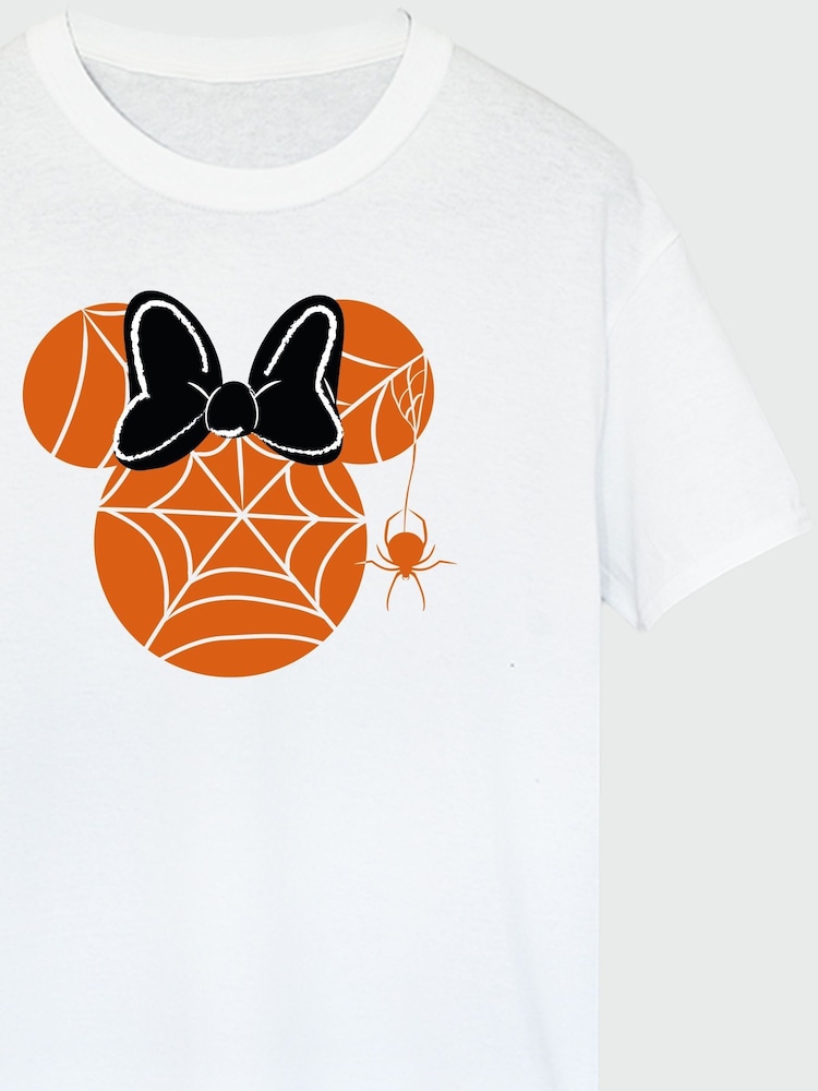 Brands In White Boyfriend Women Disney Minnie Mouse Halloween Cobweb 100% Cotton T-Shirt - Image 3 of 3
