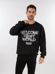 Brands In Black Netflix Stranger Things Welcome To My World Men Sweatshirt - Image 1 of 3