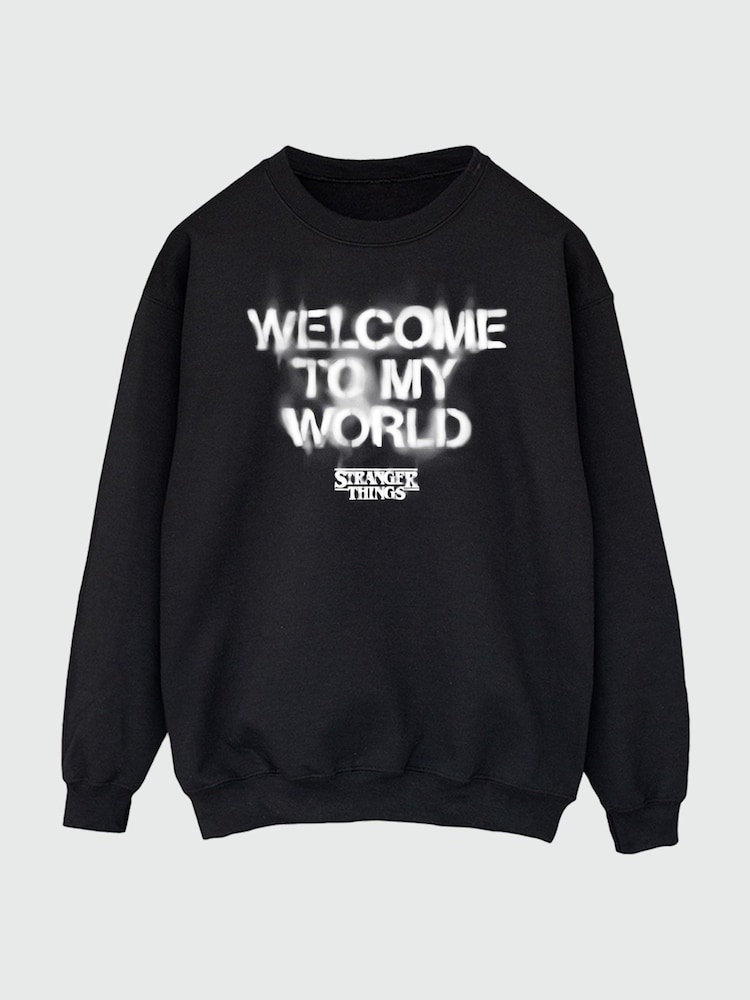 Brands In Black Netflix Stranger Things Welcome To My World Men Sweatshirt - Image 2 of 3