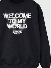 Brands In Black Netflix Stranger Things Welcome To My World Men Sweatshirt - Image 3 of 3