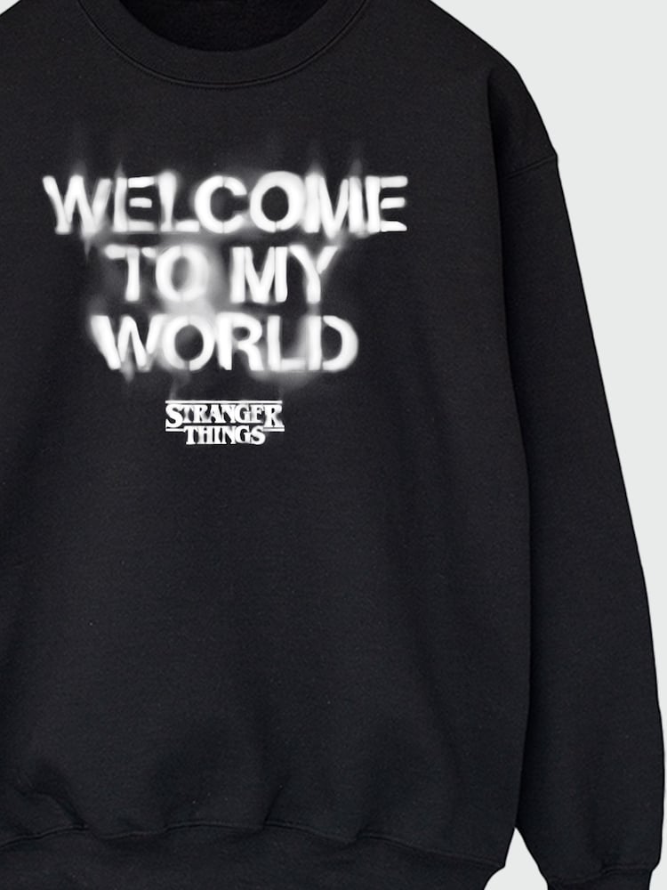 Brands In Black Netflix Stranger Things Welcome To My World Men Sweatshirt - Image 3 of 3