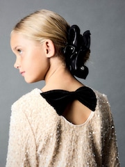 Name It White Long Sleeve Sequin Bow Back Dress - Image 1 of 4